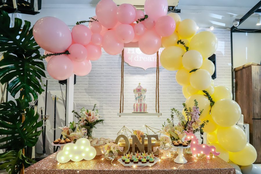 Unicorn-themed dessert table