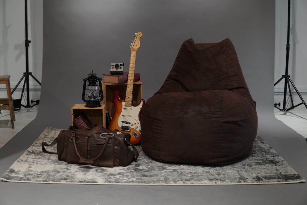 We love the leather print on this Espresso bean bag by SoftRock Living.