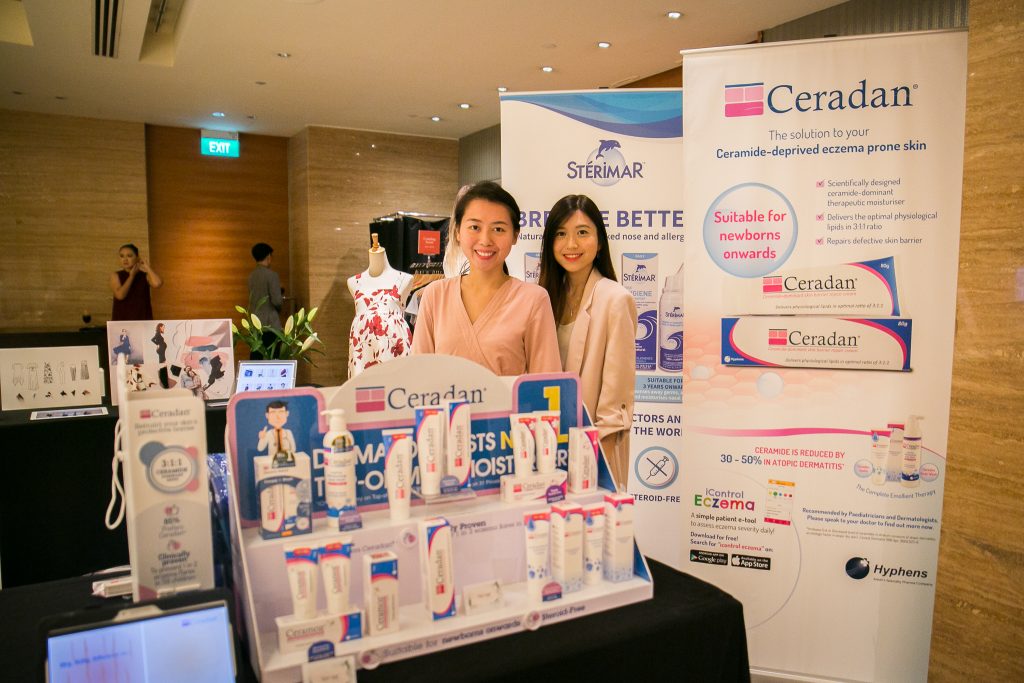 A showcase of Ceradan baby products and Stérimar nasal spray.