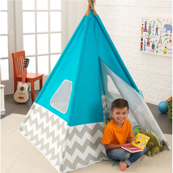 A hideaway just for kids, this Kidkraft Deluxe Teepee is easy to assemble and dismantle. Image credit: Kidkraft