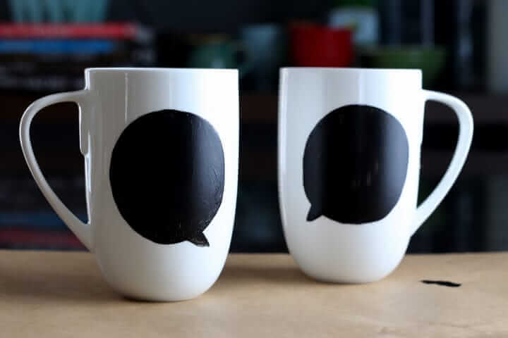 With chalkboard paint, your kids can leave cute messages for their dad on the mugs.