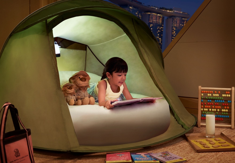 Luxury in-room camping during a staycation sounds like a good time for any kid