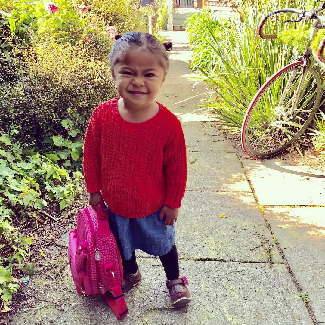 Pearly's daughter, Katherine, on photo day in her Montessori preschool.