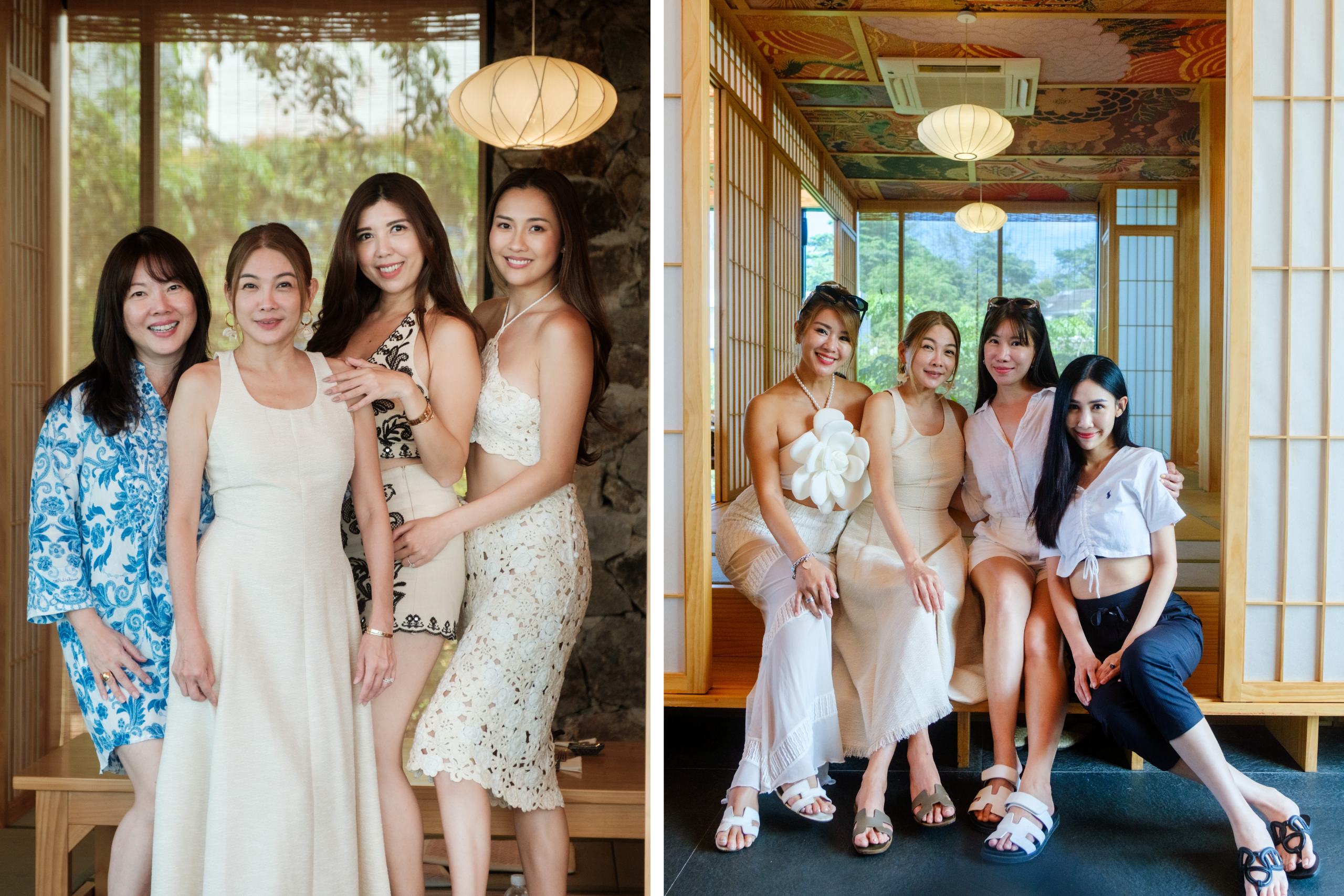 Sabrina, Gidania, Amanda, Cindy, Sydney and Audrey posing against the shoji screens.